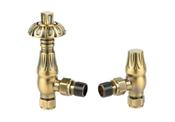 Builth Metal Head Angle TRV Valves - Antique Brass image