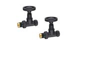 Maesteg Industrial Straight Rad Valves - Black image