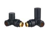 Corner Towel Rail Radiator Valves - Black image