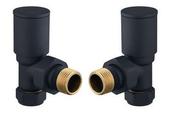 Modern Round Angle Towel Rail Valves - Black