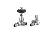 Caerleon Wooden Head Corner TRV Rad Valves - Chrome image