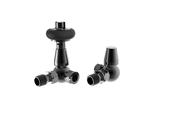 Caerleon Wooden Head Corner TRV Rad Valves -  Black Nickel image