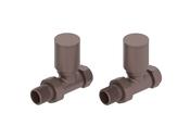 Modern Straight Towel Rail Valves - Brushed Bronze image