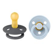 Colour Round Latex Soother 2pk - Iron/Baby Blue image