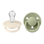 De Lux Round Silicon Soother 2pk Onesize - Ivory/Sage - BPA Free Dummy Pacifier