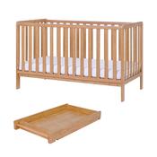 Malmo Cot Bed &amp; Cot Top Changer &amp; Mattress - Honey Oak image