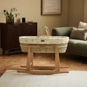 Organic Quilt Moses Basket, Mattress &amp; Natural Rocking Stand