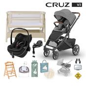 Cruz V3 &amp; Infant Cover, Maxi Cosi Pebble Slide &amp; Familyfix Slide Pro Base Newborn Bundle