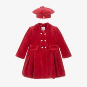 Emile Et Rose Red Velvet Coat &amp; Hat