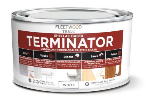 Fleetwood Terminator Primer Stain Killer - White | Size 500 ml - Shellac-Based, Kills, Sticks, Blocks, Seals, Primes