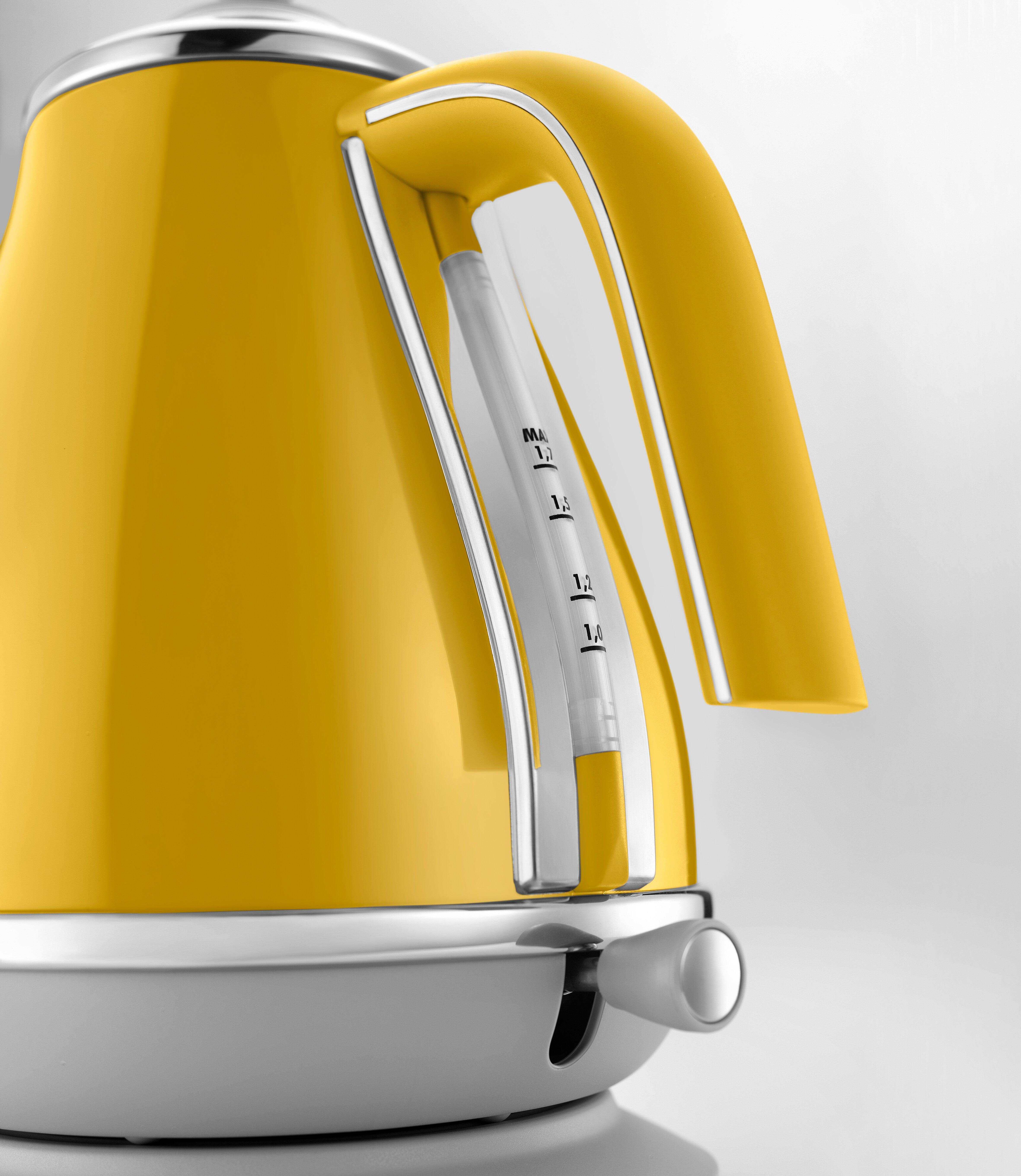 De'Longhi Icona Capitals Kettle Yellow 1.7 Litres 360-degree base Stainless steel