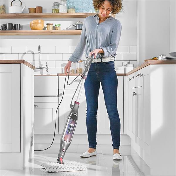 Shark Klik n' Flip Steam Mop S6003, Steam Blast, Dirt Grip Pads, Bordeaux/Steel Grey