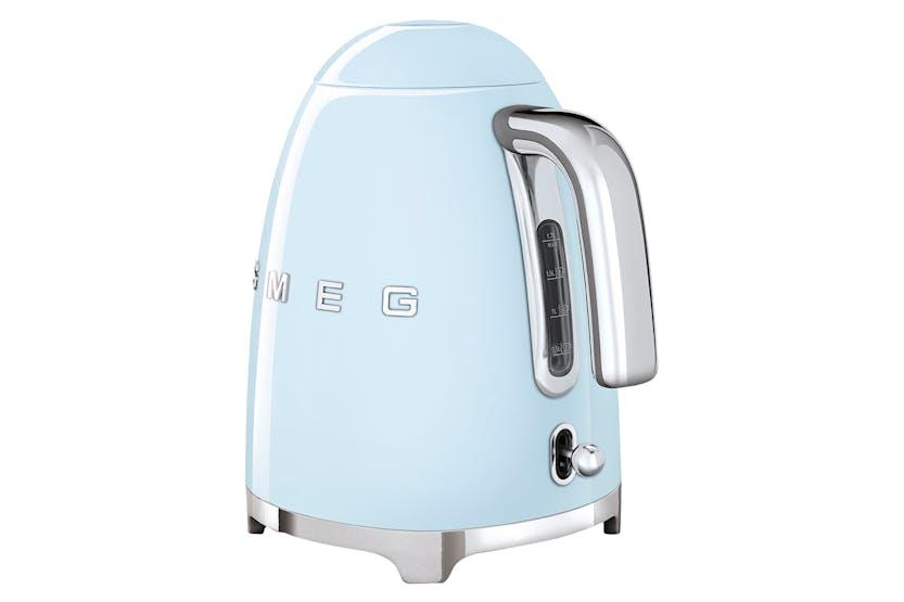 Smeg 50's Retro Style Pastel Blue Kettle 1.7L | 360° swivel base, Auto shut-off, Removable filter, Concealed heating element, Anti-slip feet, Soft opening lid, Stainless steel