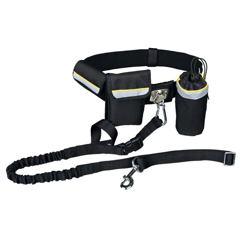 TRIXIE Waist Belt with Dog Leash, Nylon, Pockets, Reflective Stripes, Buckle, Leash, Swivel Joint, Elastic Waist Band, Bottle Holder
