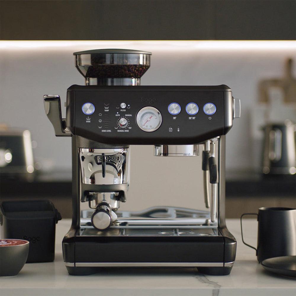 Sage Barista Express Impress Bean to Cup Coffee Machine Black, Integrated Burr Grinder, 25 Grind Settings, Pressure Gauge