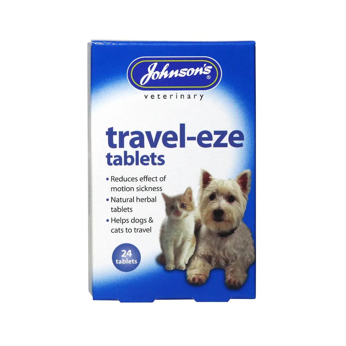 Johnson's Travel-Eze Tablets for Dogs & Cats - Reduces Motion Sickness, Natural Herbal Tablets, Helps Travel