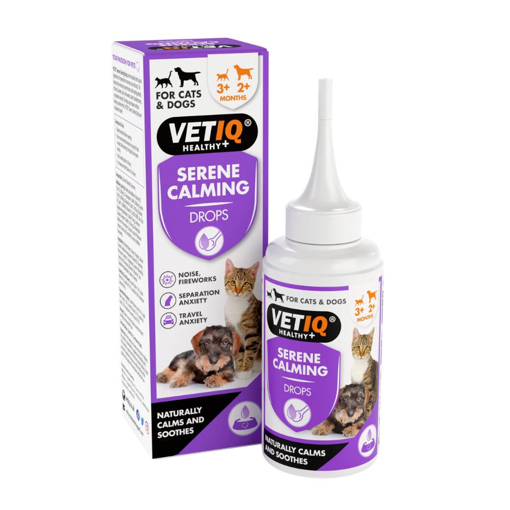 VetIQ Serene-UM Calming Drops for Cats & Dogs - Size 100ml - Anxiety, Noise Phobias, Fireworks