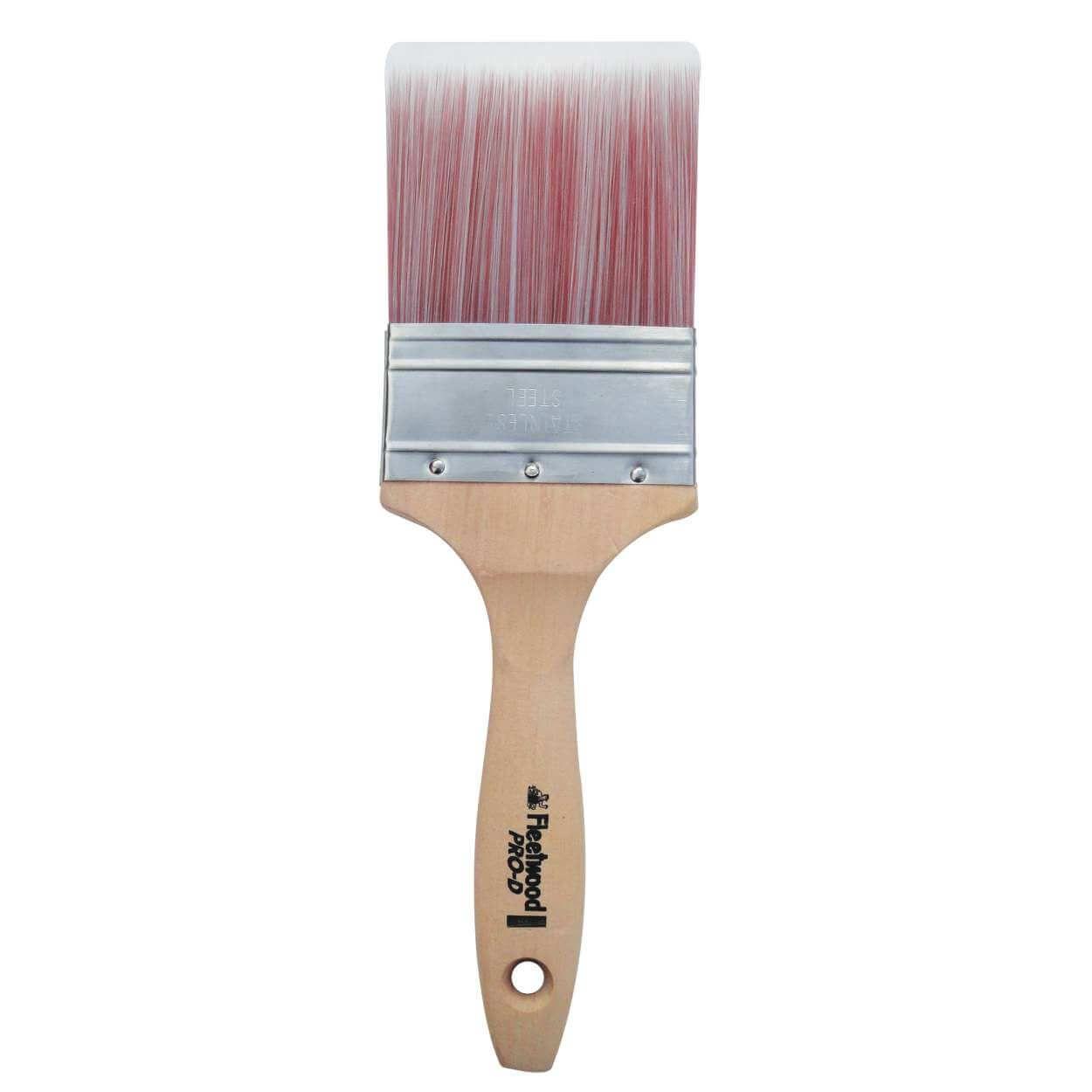 Fleetwood PRO-D Paint Brush Size 4" Synthetic Bristles Wood Beavertail Handle Tapered Filament