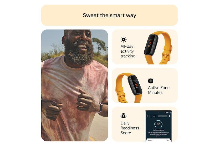 Fitbit Inspire 3 Fitness Tracker - Morning Glow, Black, Digital Display, Orange Band