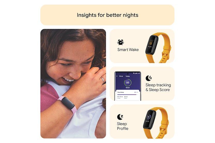 Fitbit Inspire 3 Fitness Tracker - Morning Glow, Black, Digital Display, Orange Band