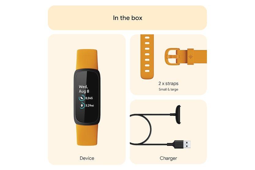 Fitbit Inspire 3 Fitness Tracker - Morning Glow, Black, Digital Display, Orange Band