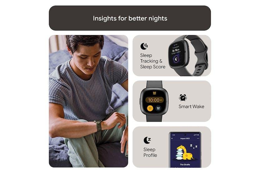 Fitbit Sense 2 Smartwatch Shadow Grey & Graphite | Stress, Sleep & GPS Tracking | Health & Fitness