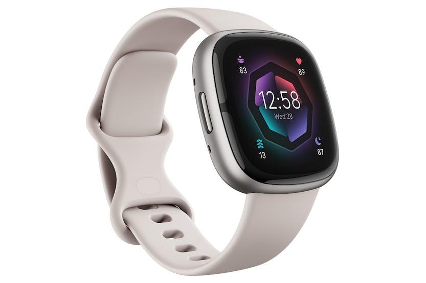 Fitbit Sense 2 Smartwatch Lunar White & Platinum, Sleep Profile, GPS, ECG, Health Metrics, Premium
