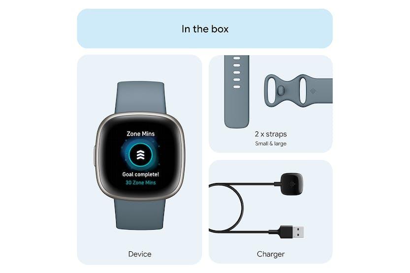 Fitbit Versa 4 Smartwatch Waterfall Blue, Heart Rate Tracking, GPS, Notifications, Touchscreen
