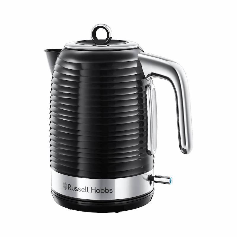 Russell Hobbs Black Kettle 1.7L Rapid Boil, Perfect Pour Spout, Blue Light