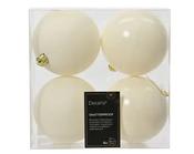 Shatterproof Christmas Baubles 10cm Wool  White– Pack of 4 image