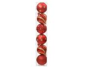 Luxury Pack of 6 Shatterproof 15cm Baubles - Red Mix  22247
