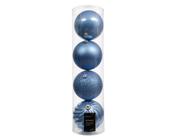 Tube of 4  Baubles – Glitter, Matte, Shiny &amp; Moulded Mix – Sky Blue dia14cm