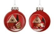 Red Christmas Scene Hanging Bauble – Assorted Design 8cm image