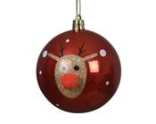 Red &amp; Gold Shatterproof Reindeer Bauble 8cm image