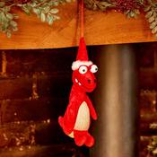 Red Dino Plush Hanging Christmas Decoration 20cm Mixed image