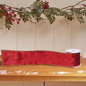 63mm Deluxe Velvet Wired Ribbon  3m - Red image