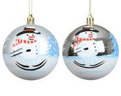 Snowman Bauble – Red &amp; Silver 8cm (2 Assorted Designs) image
