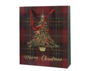Glitter Check Christmas Tree Gift Bag 18 x 8 x 24cm image