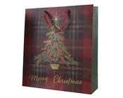 Glitter Check Christmas Tree Gift Bag 30 x 12 x 42cm image