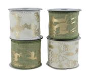 Green/Cream Ribbon – Christmas Designs 4 Ass L270cm