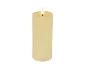 Cream LED Realistic Wick Candle Wax Pit On Top W Resin Fire Flame Effect BO Indoor, Warm White D.7.5cm x H.20cm image