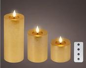 Gold LED Realistic Wick Candle Set – Gold/Warm White (Set of 3) BO Indoor image