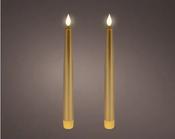 Gold LED Realistic Wick Dinner Candles – Set of 2 (Warm White 2.2 × 24.5cm) BO Indoor image
