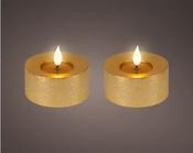 Gold LED Realistic Wick Tealight Candles – Set of 2 (Warm White 7.5 × 6cm) BO Indoor image