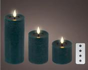 Emerald LED Realistic Wick Candle Set – Fire Flame Effect, Warm White (Set of 3) image