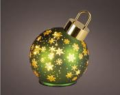 Micro LED Rotating Glass Bauble – Green 18cm BO image