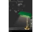 Rechargeable LED Banker Table Lamp –  Green/Gold H.37cm image