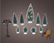 Micro LED Christmas Village Tree &amp; Lamp Accessory Set – Warm White, Battery Operated image