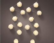 LED Pom-Pom String Lights – 20 Warm White LEDs, 2.85m (Battery Operated) White fur balls image