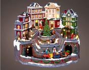 LED Christmas Village Scene with Moving Train &amp; Music L.41 x W.46 x H.37.5cm image